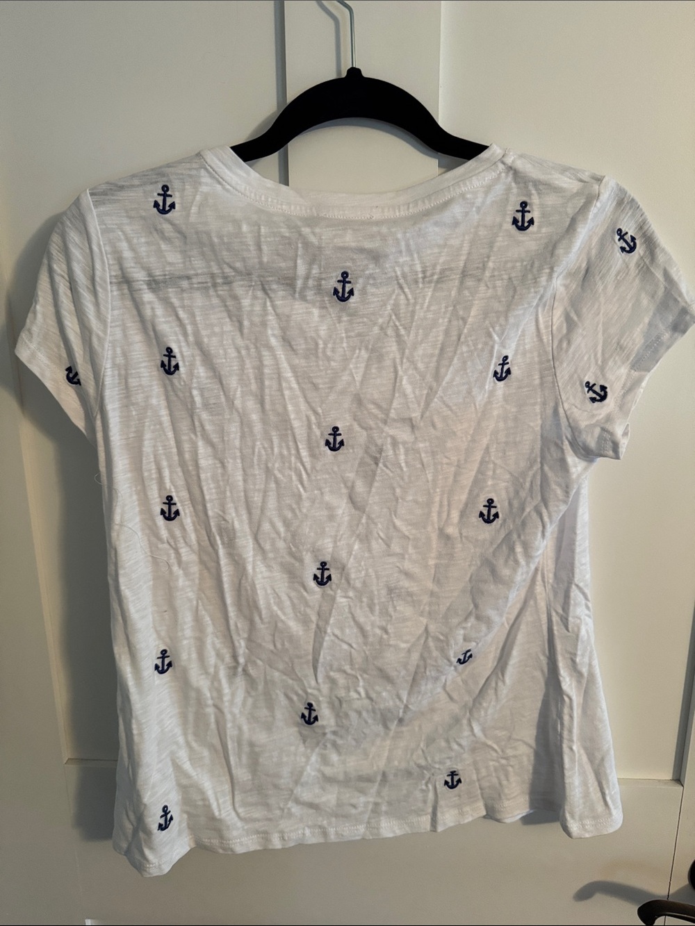 Cynthia Rowley White Tee with Navy Anchor Embroidery - Picture 2 of 3